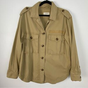 Carly Jean Los Angeles Khaki Tan Utility Shacket Boho Streetwear Western Small